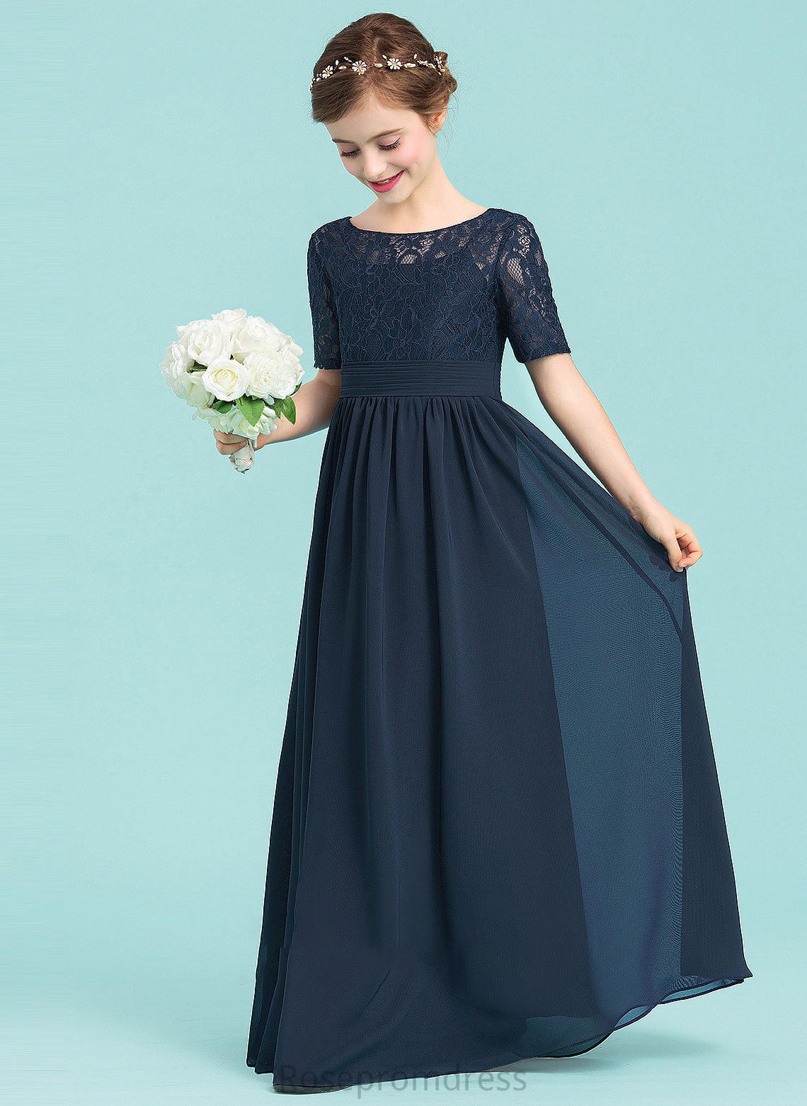 Junior Bridesmaid Dresses A-LineScoopNeckFloor-LengthChiffonJuniorBridesmaidDress#148411 Maddison