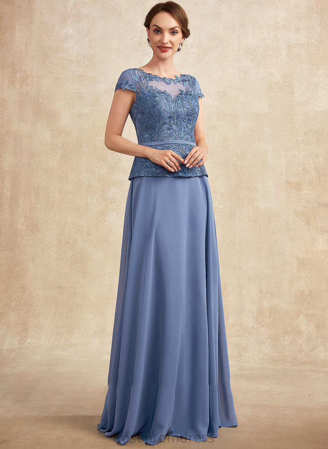 Neck Mother A-Line the Dress Chiffon of Scoop Mother of the Bride Dresses Evangeline Lace Bride Floor-Length