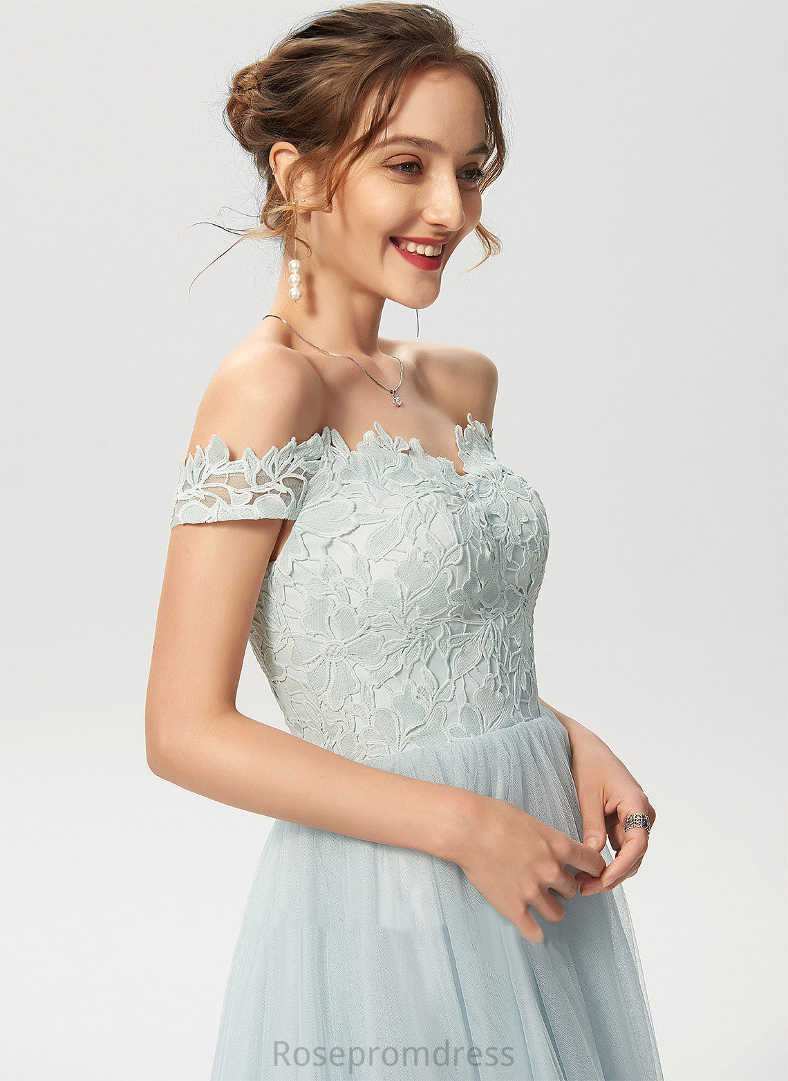 Cocktail Dresses A-Line Dress Off-the-Shoulder Cocktail Tulle Lace Lucy Asymmetrical