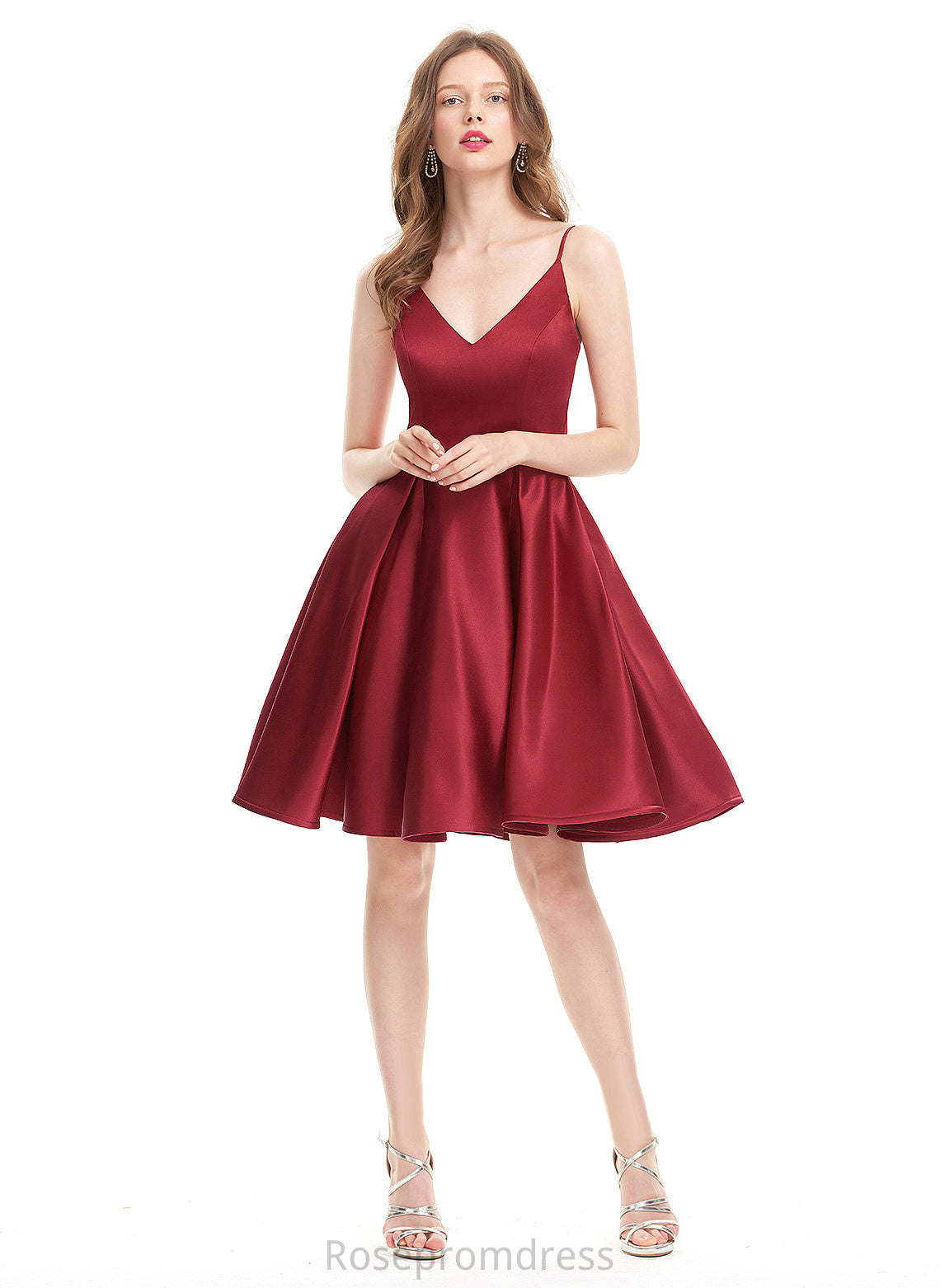 Prom Dresses Short/Mini A-Line V-neck Satin Mckinley