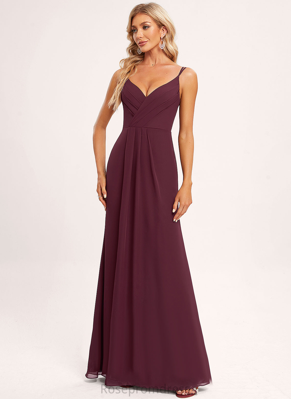 A-line Fabric Length Straps&Sleeves V-Neck Silhouette Floor-Length Neckline Wendy Sheath/Column Sleeveless Lace Bridesmaid Dresses