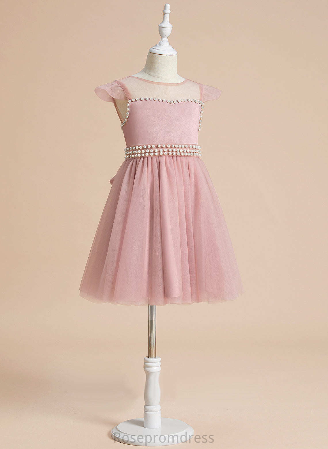 Scoop With Satin/Tulle Flower Olivia Dress Knee-length Neck - Flower Girl Dresses Beading/Bow(s) A-Line Girl Sleeveless