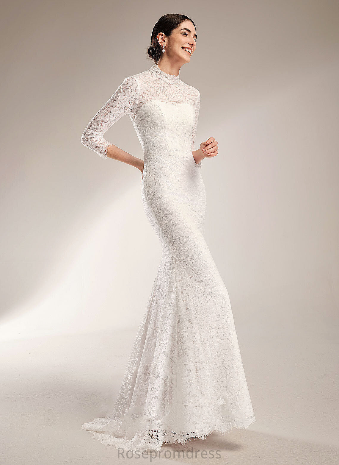 Train High Aspen Wedding Dresses Wedding Dress Sweep Trumpet/Mermaid Lace Neck