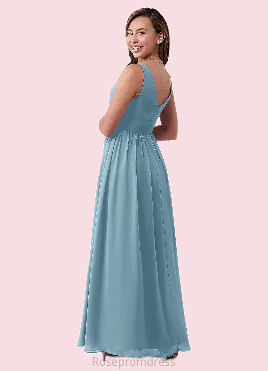 Esperanza A-Line Pleated Chiffon Floor-Length Junior Bridesmaid Dress SRSP0019971