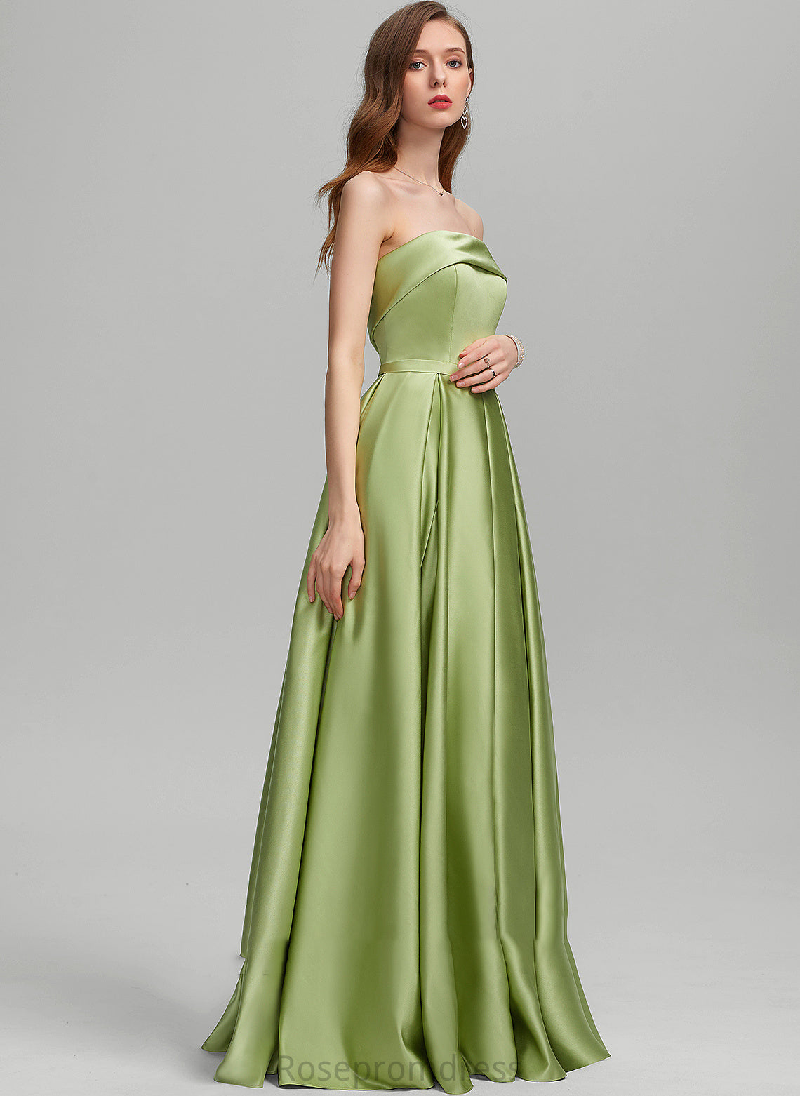 Prom Dresses Lilliana Split Strapless Satin Ball-Gown/Princess Pockets Front With Floor-Length