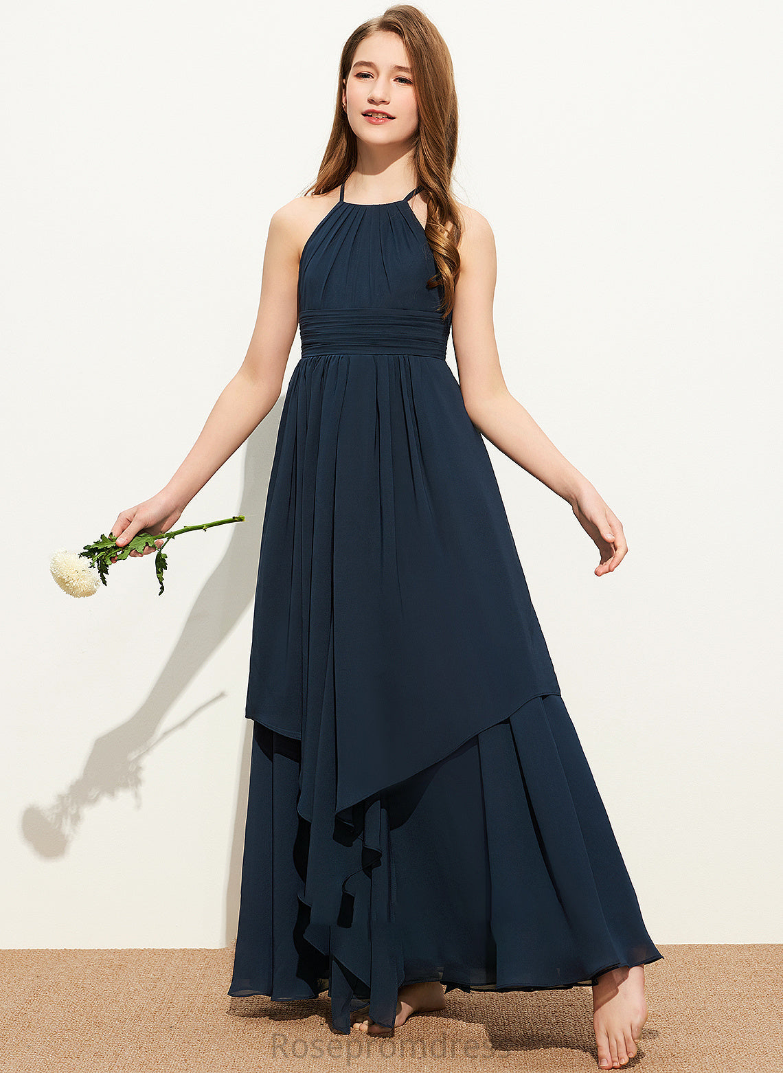 Neck Mildred A-Line Junior Bridesmaid Dresses With Chiffon Ruffles Floor-Length Scoop Cascading