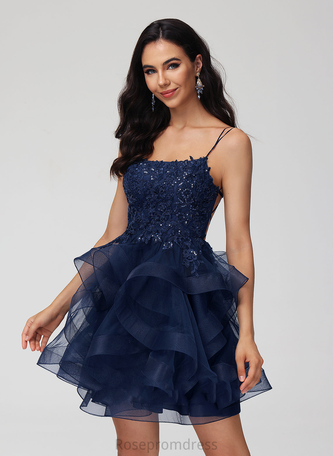 Scoop Lorena Sequins Short/Mini Neck Tulle Dress Lace With Homecoming Dresses Homecoming Ball-Gown/Princess