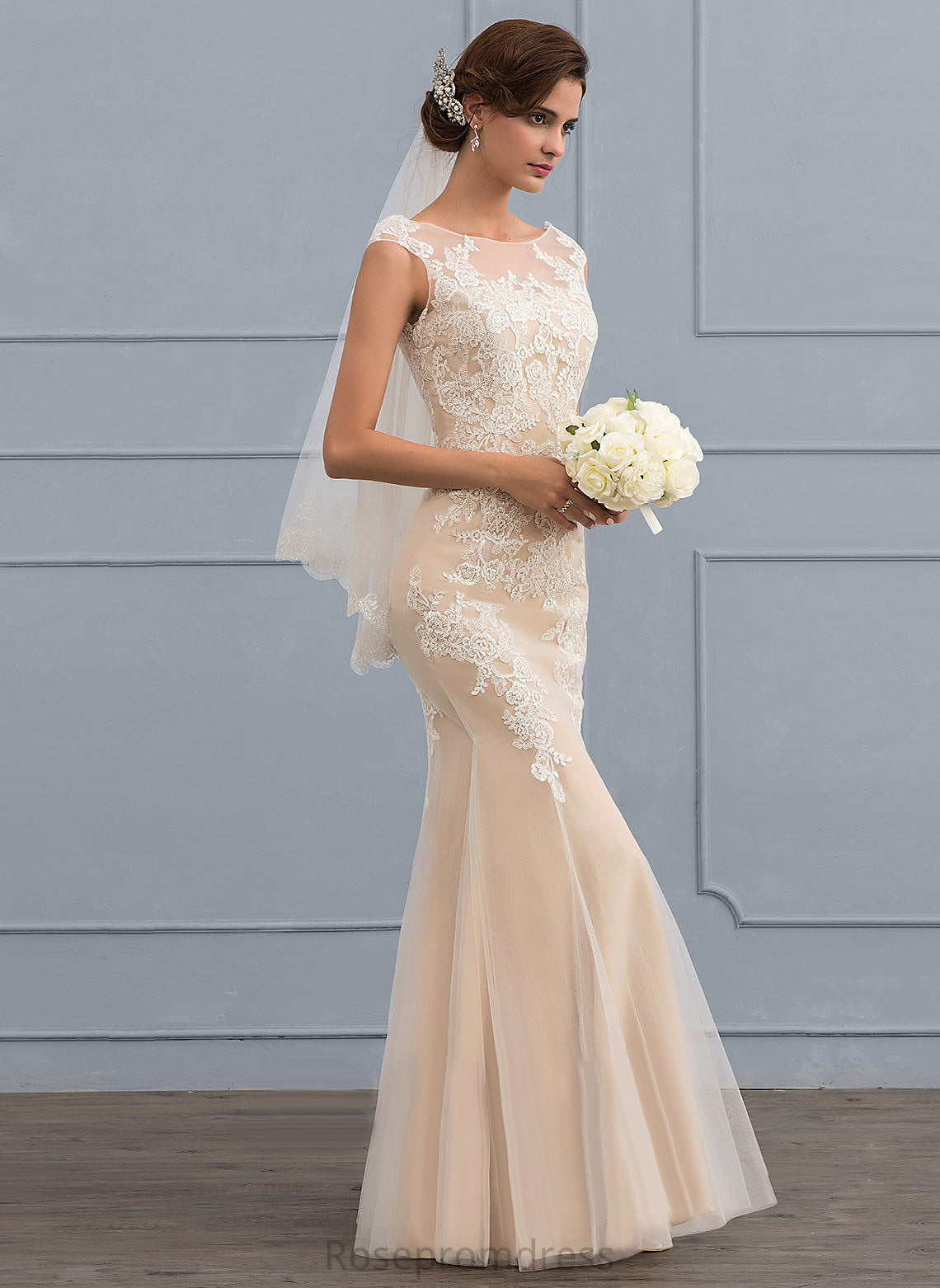 Dress Jenna Tulle Trumpet/Mermaid Wedding Dresses Floor-Length Lace Wedding