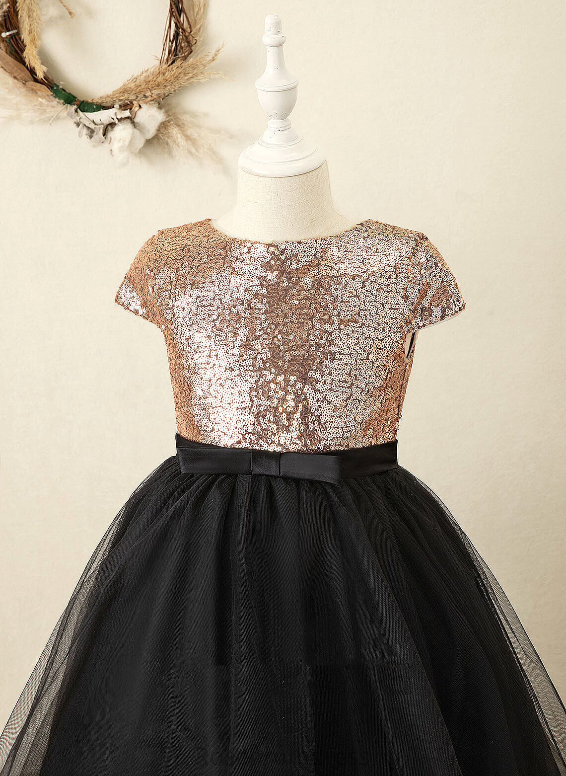 Sleeveless With Neck Asymmetrical A-Line Scoop Tulle/Sequined - Molly Bow(s) Flower Girl Dresses Girl Dress Flower