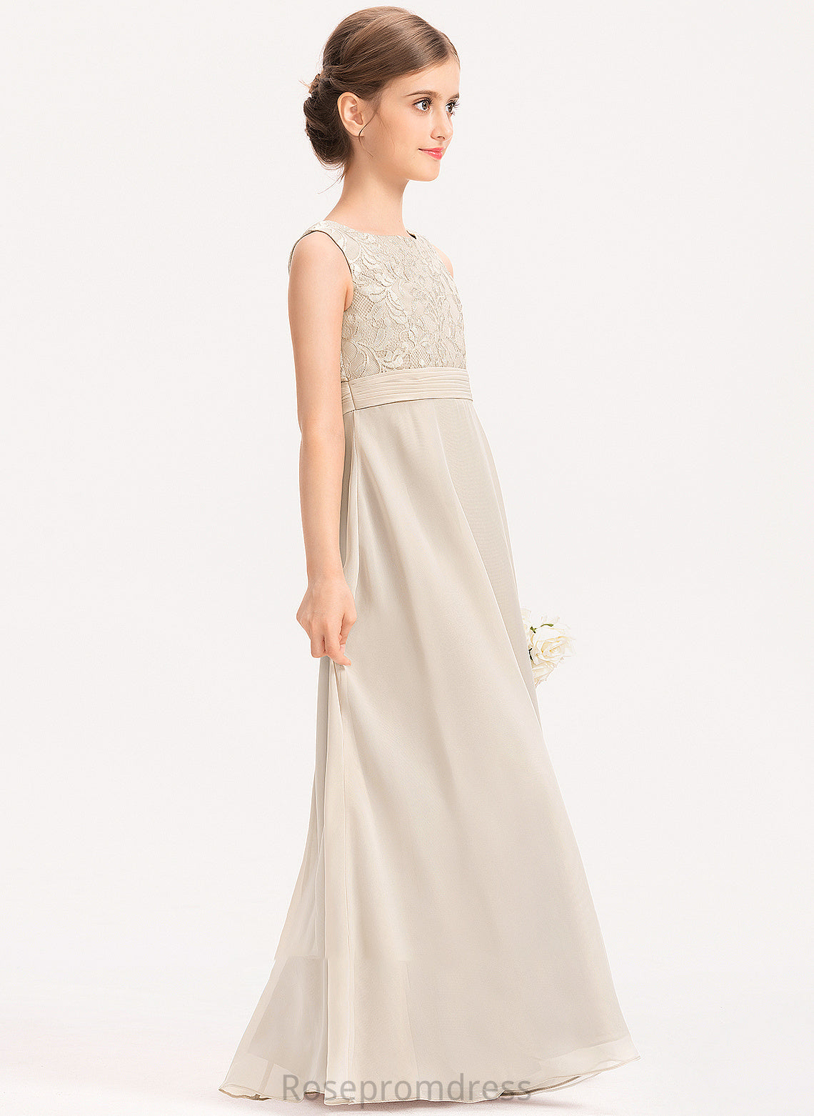 Chiffon Zoey Floor-Length Neck With A-Line Ruffle Lace Junior Bridesmaid Dresses Scoop