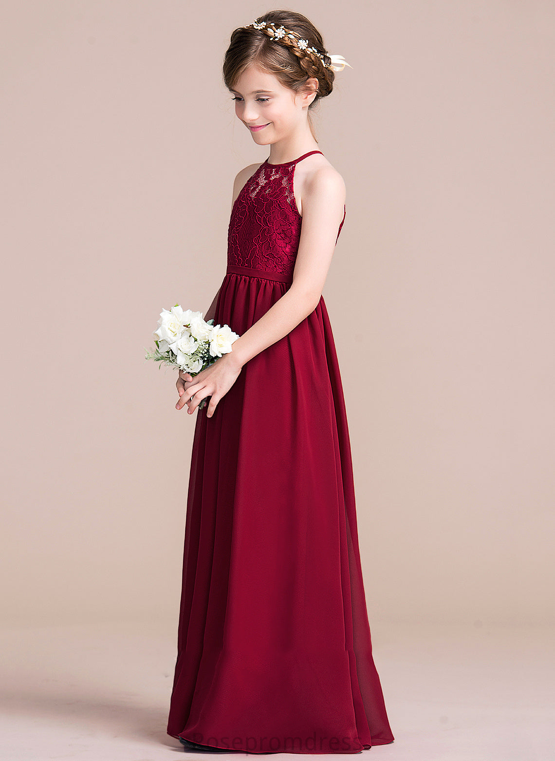 Neck Araceli A-Line Scoop Chiffon Junior Bridesmaid Dresses Floor-Length