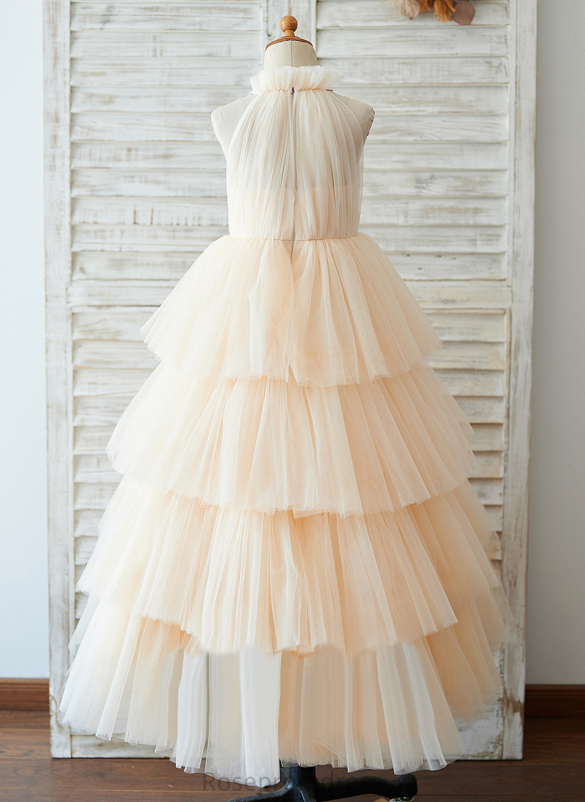 Floor-length Sleeveless Ball-Gown/Princess - Tulle Girl Flower Girl Dresses Neck Flower Dress High Renee