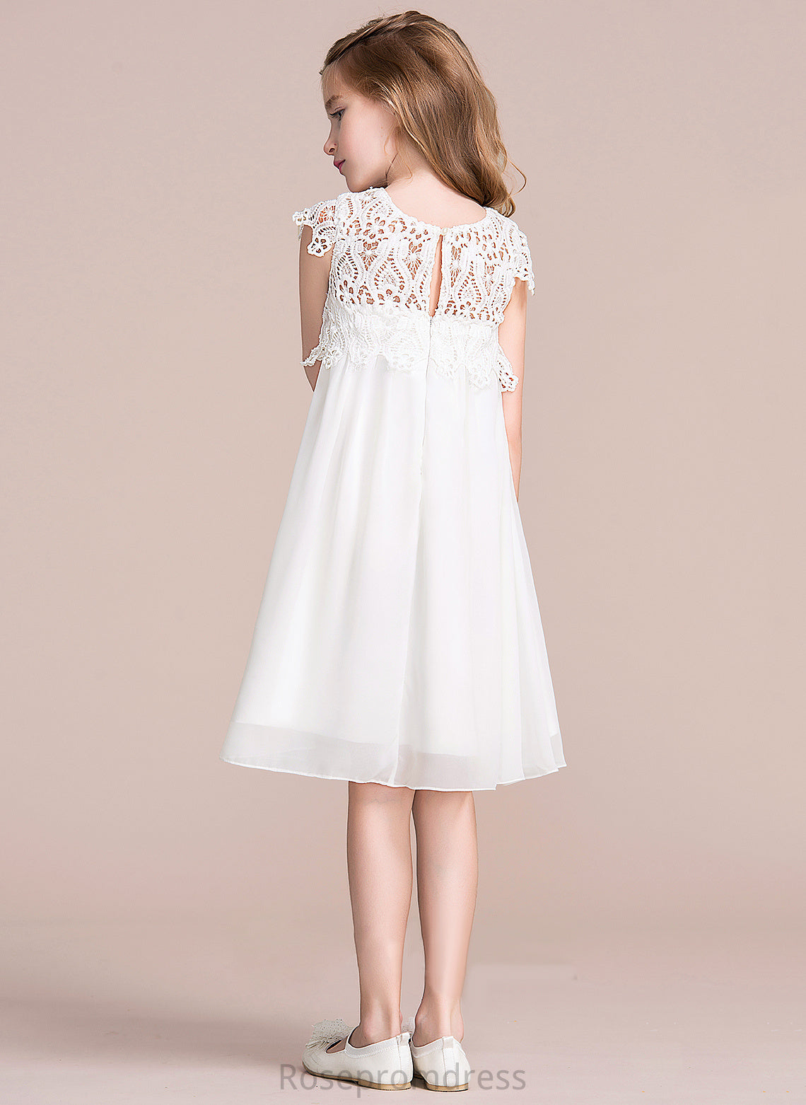 Neck Knee-length Flower Sleeveless Empire Dress Chiffon/Lace Scoop Girl Flower Girl Dresses Jess -