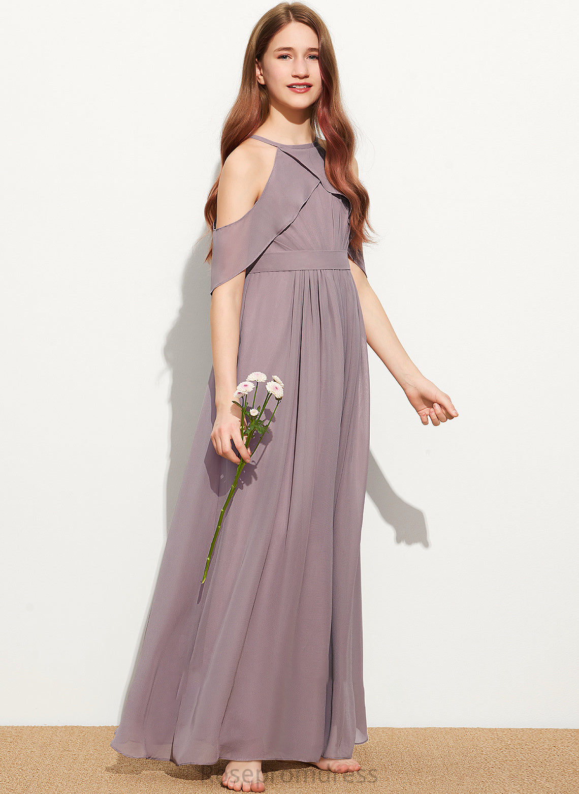 Floor-Length Neck A-Line Lillie Junior Bridesmaid Dresses Scoop With Ruffle Chiffon