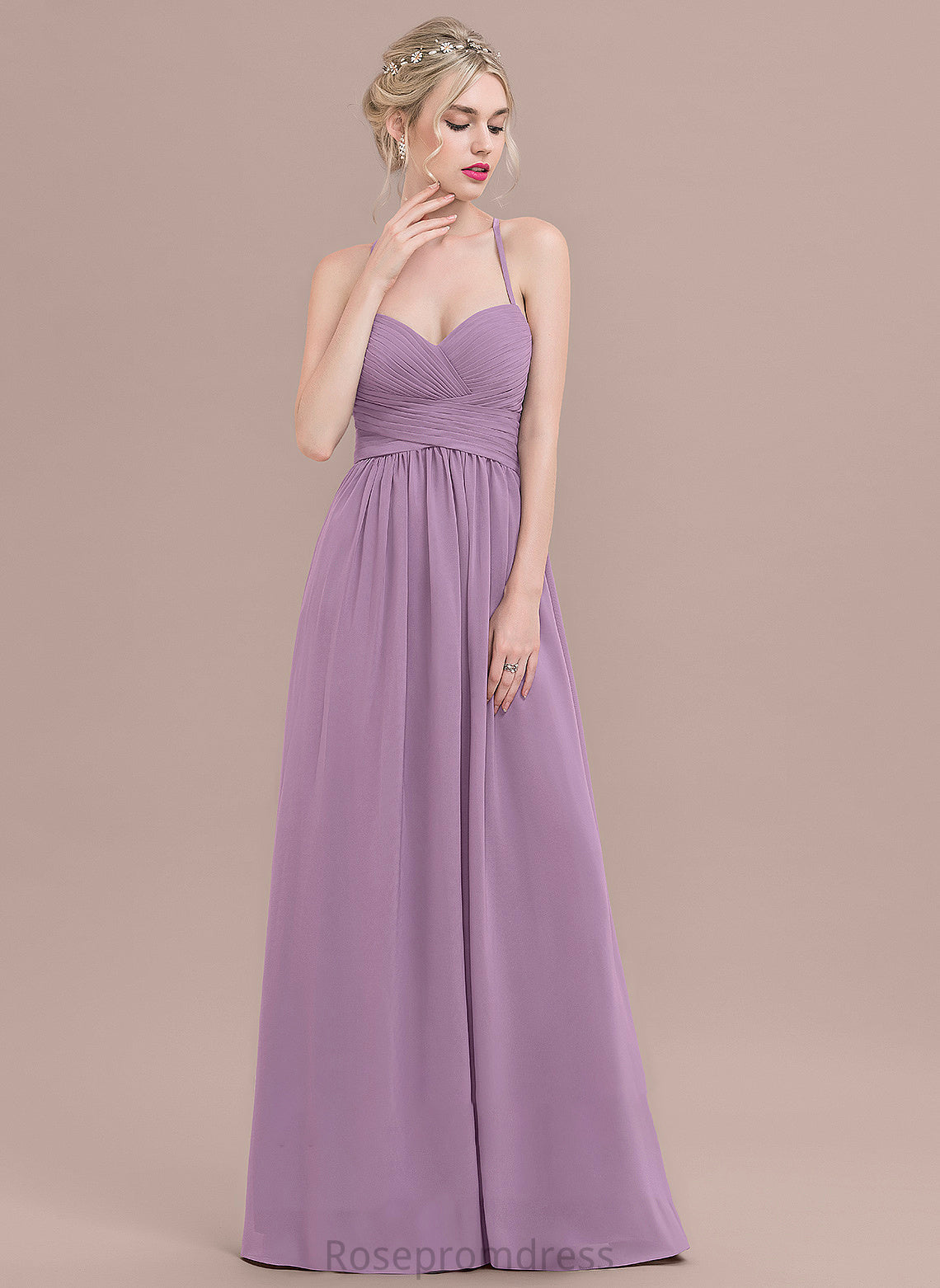 Chiffon Floor-Length Ruffle Sweetheart With Lauren A-Line Prom Dresses