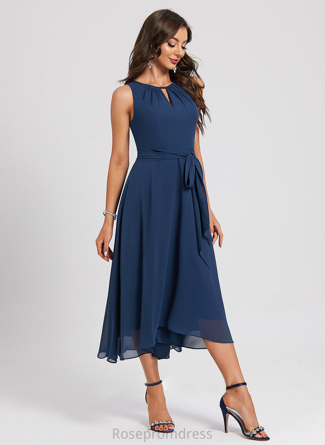 A-Line Neck Asymmetrical Sash With Cocktail Dresses Cocktail Katharine Dress Chiffon Scoop