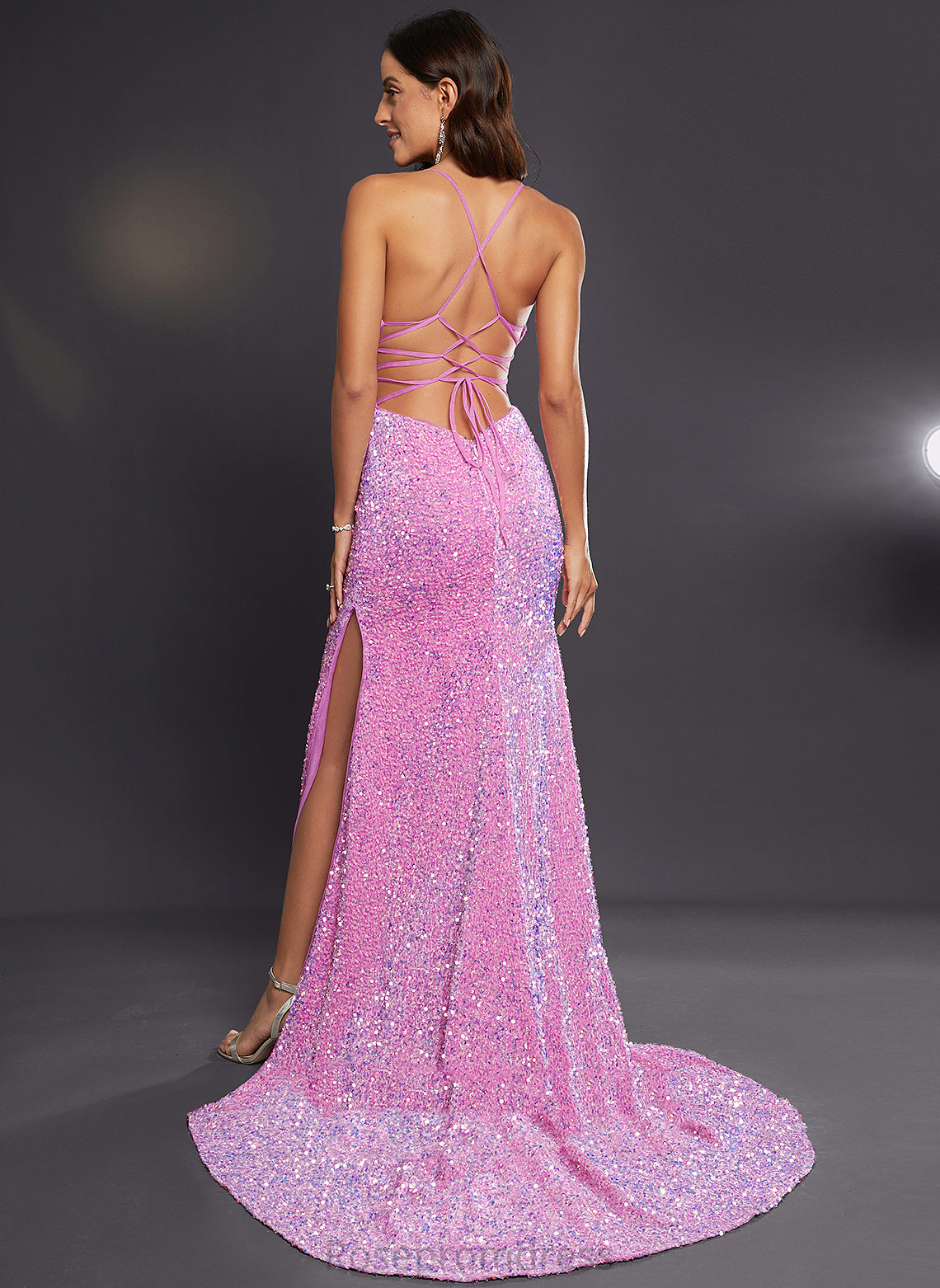 Square Sweep Train Felicity Trumpet/Mermaid Sequined Prom Dresses