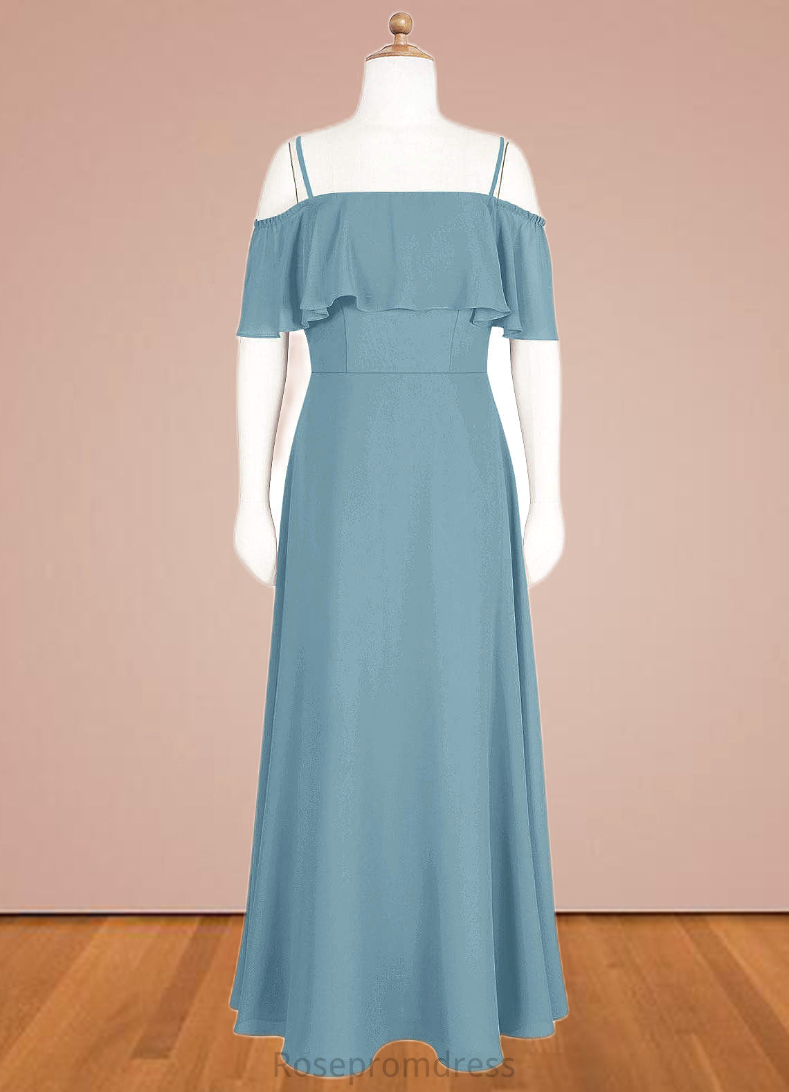 Keira A-Line Off the Shoulder Chiffon Floor-Length Junior Bridesmaid Dress SRSP0019973