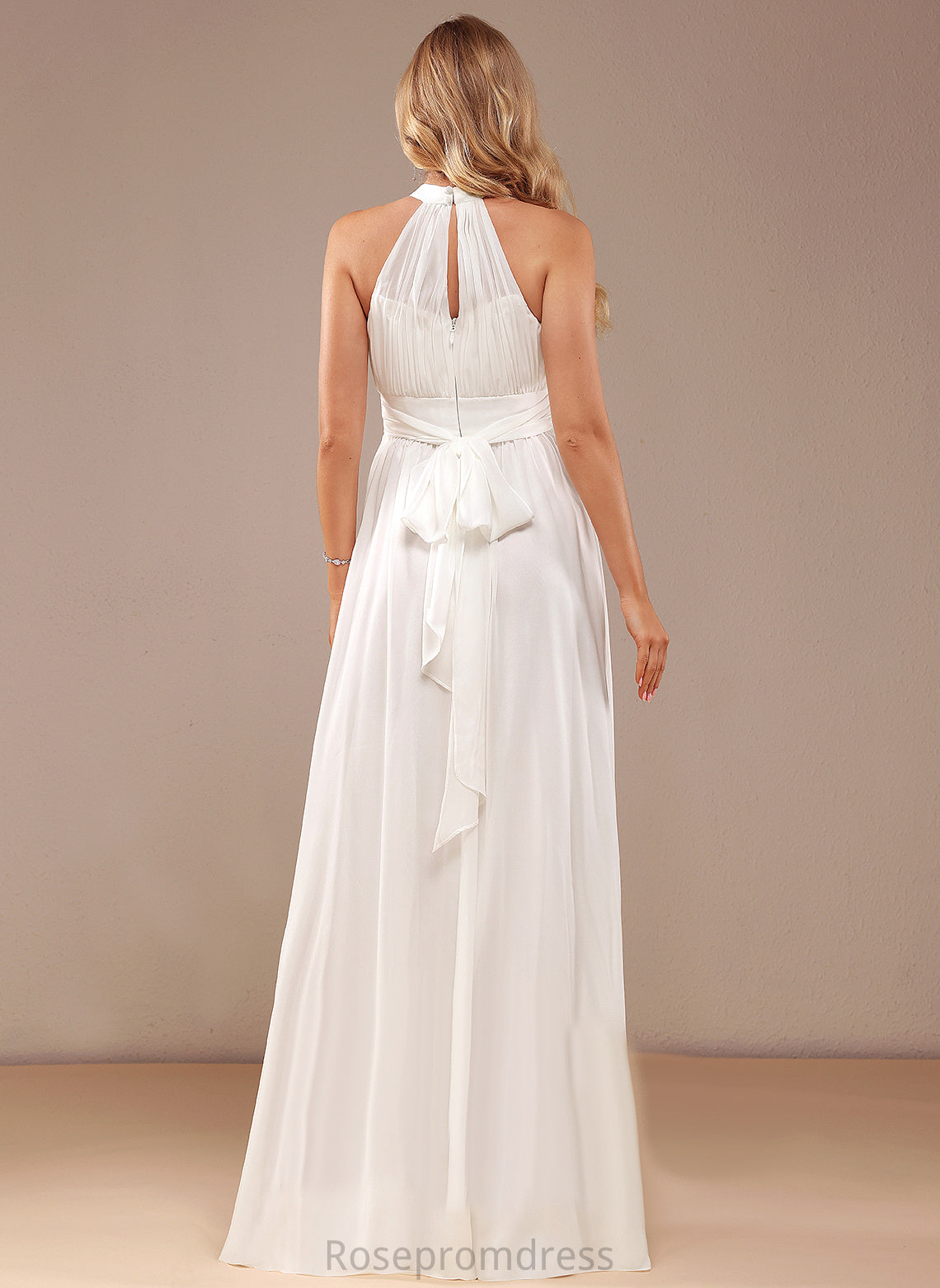 Wedding Dresses High Neck A-Line Floor-Length Wedding Ruffle With Chiffon Dress Cailyn