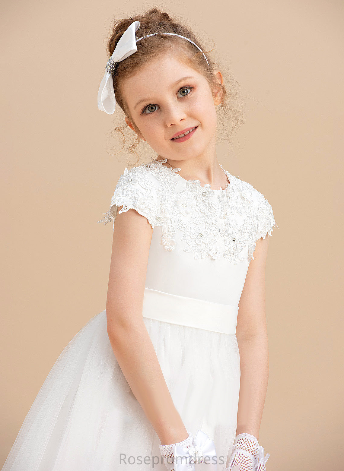 Floor-length Beading/Appliques With Satin/Tulle Gown - Flower Xiomara Scoop Dress Sleeveless Neck Flower Girl Dresses Girl Ball