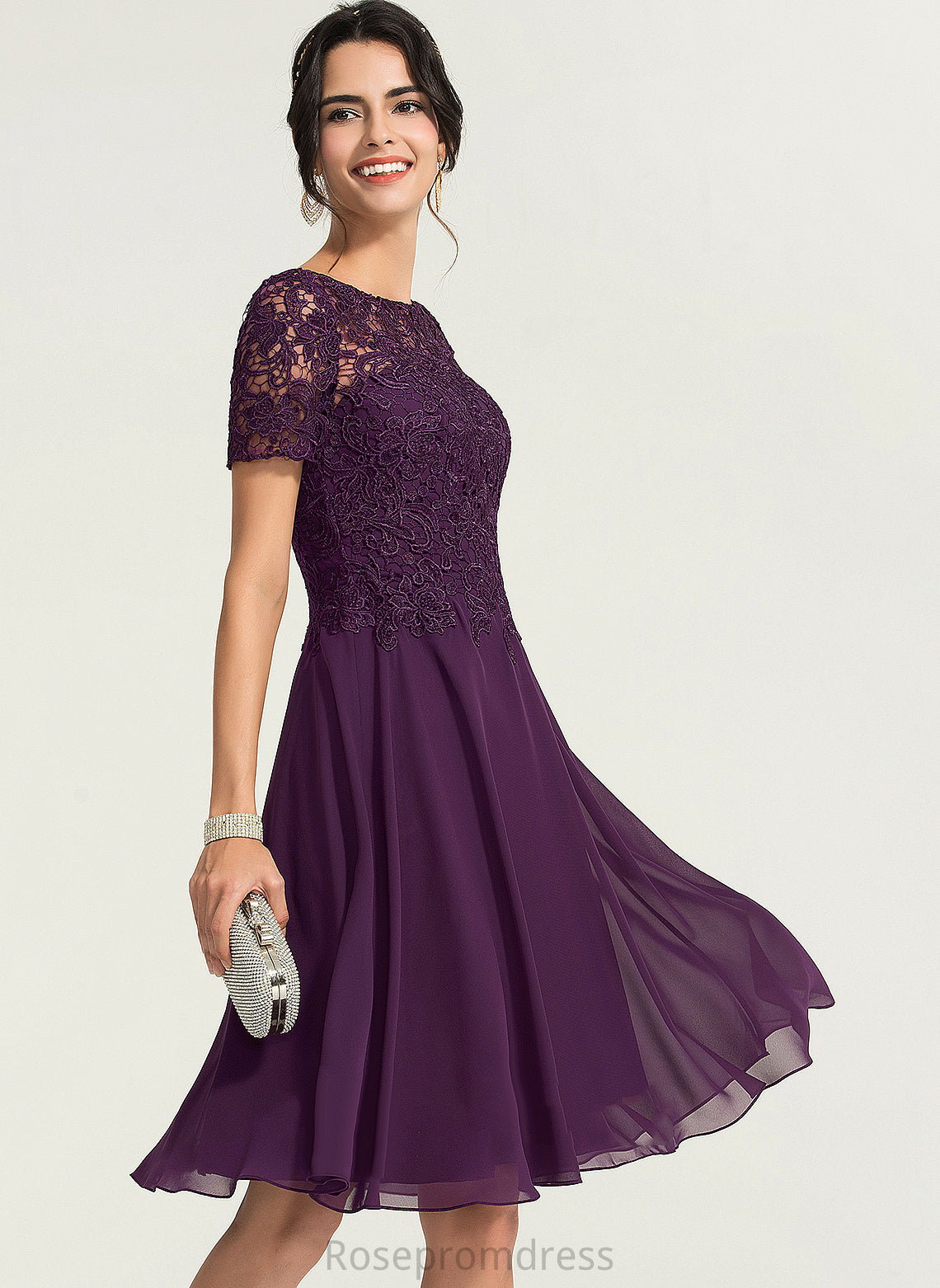 Knee-Length A-Line Chiffon Sofia Scoop Cocktail Lace Dress Neck Cocktail Dresses