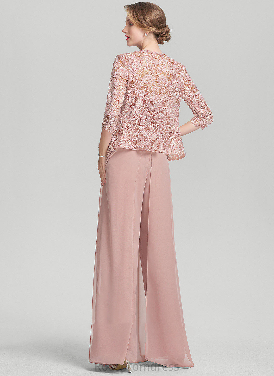 Dress Deanna Chiffon Jumpsuit/Pantsuit Square Bride Neckline Mother Mother of the Bride Dresses the Floor-Length Lace of