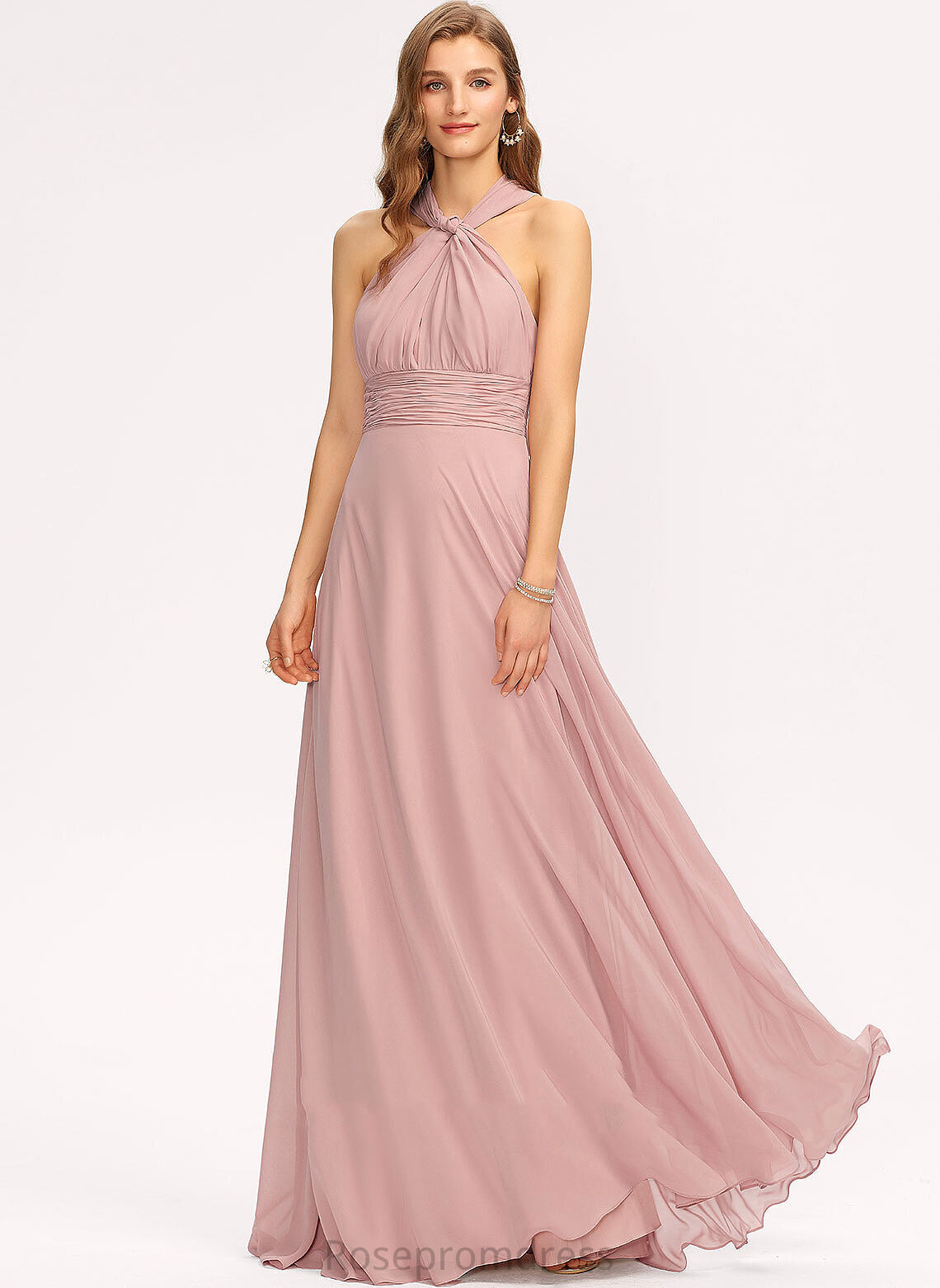 Halter Dresses Formal Dresses Chiffon Shoulder One A-line V-Neck Kaitlynn