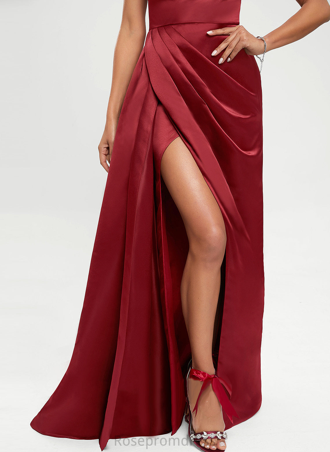 Makaila Prom Dresses V-neck Floor-Length A-Line Satin