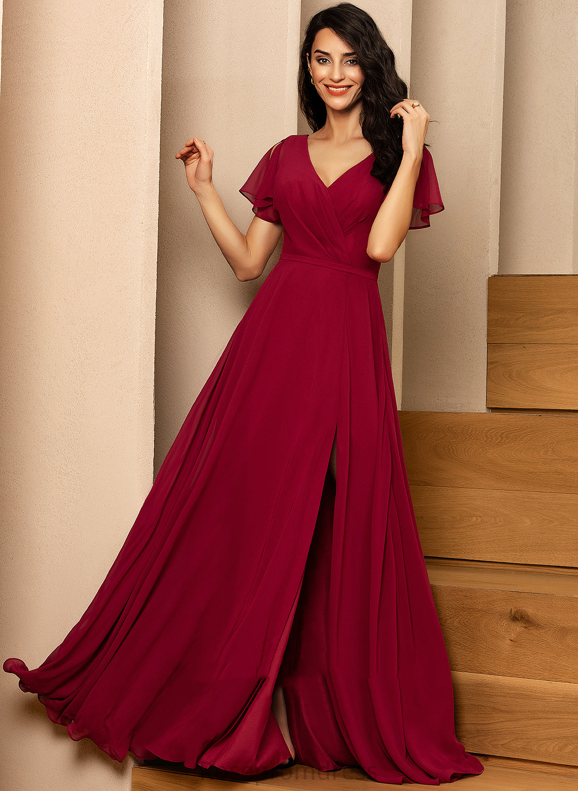 V-Neck Ellie A-line Chiffon Formal Dresses Dresses