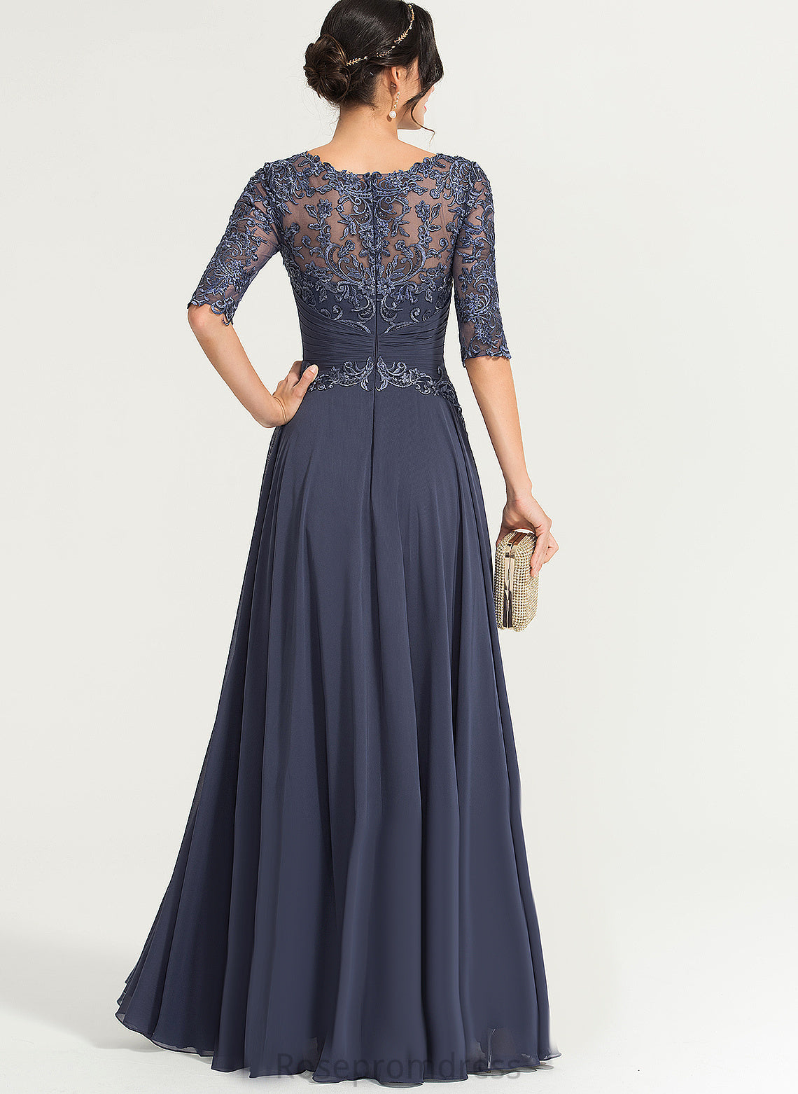 Illusion Lace Floor-Length Pleated Trudie With Prom Dresses A-Line Sequins Scoop Chiffon