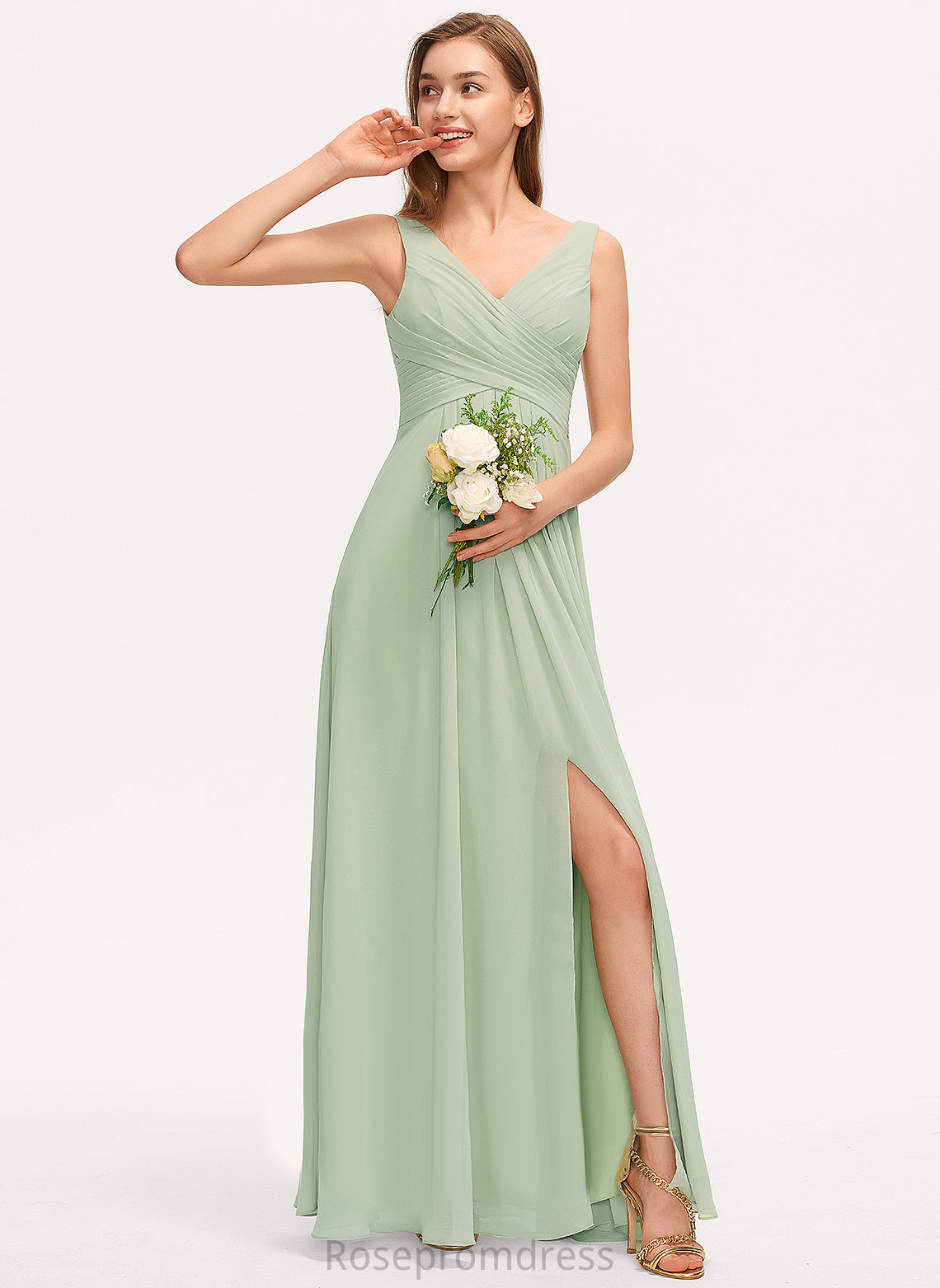 Fabric Floor-Length A-line Length Straps&Sleeves V-Neck Neckline Silhouette Emmalee One Shoulder Floor Length Natural Waist Bridesmaid Dresses