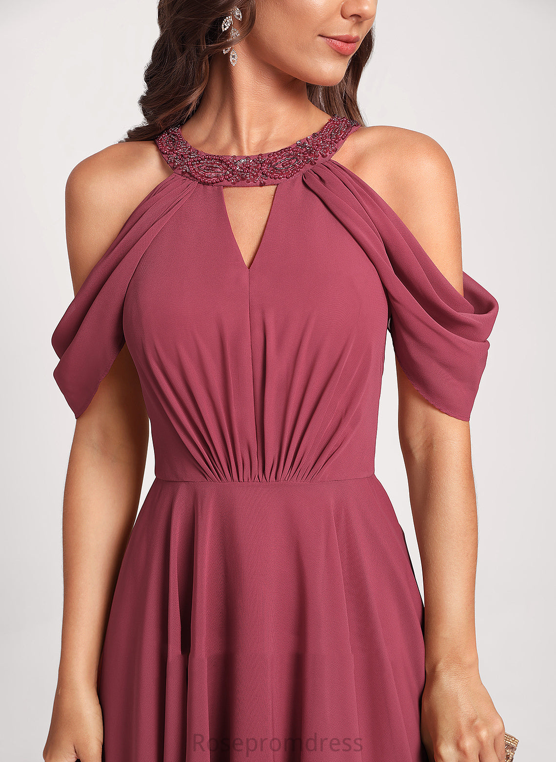 Dress A-Line Sequins With Beading Hadley Neck Chiffon Club Dresses Scoop Asymmetrical Cocktail