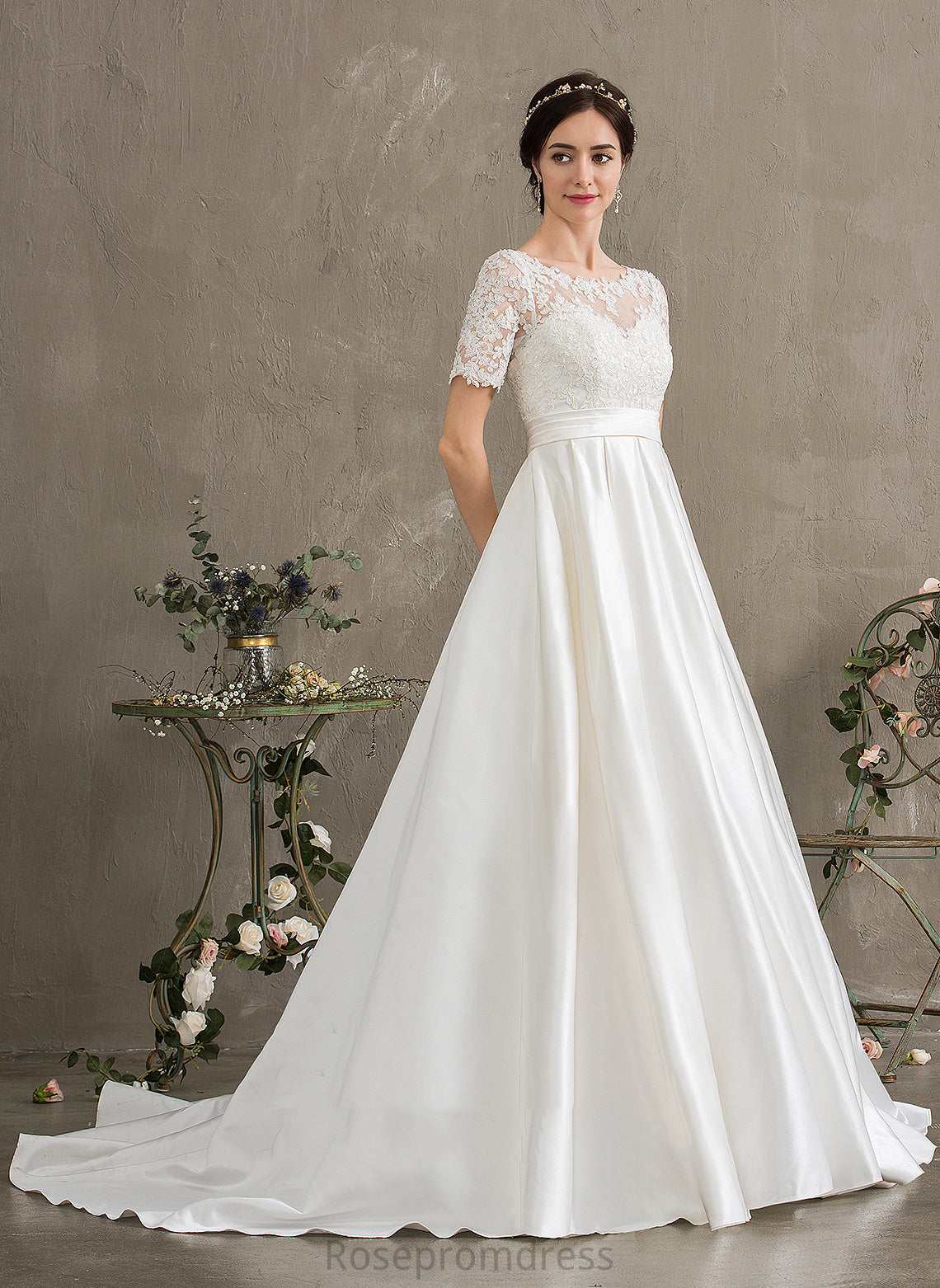 With Satin Wedding Dresses Chaya Dress Lace Sequins Pockets Beading Ball-Gown/Princess Train Court Wedding