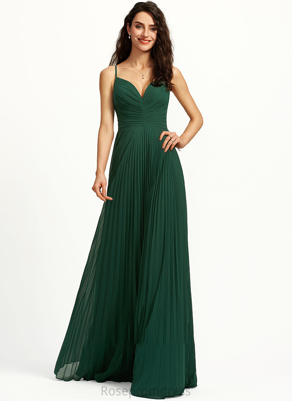 Prom Dresses Pleated Corinne Floor-Length A-Line V-neck With