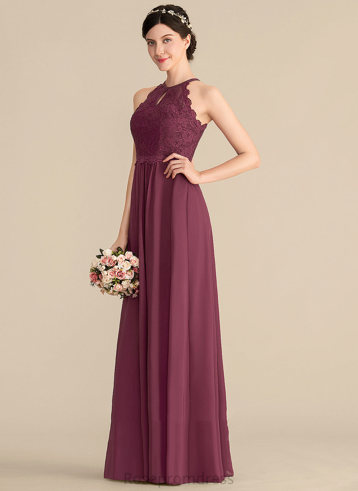 Jane Prom Dresses A-Line Scoop Lace Chiffon Floor-Length