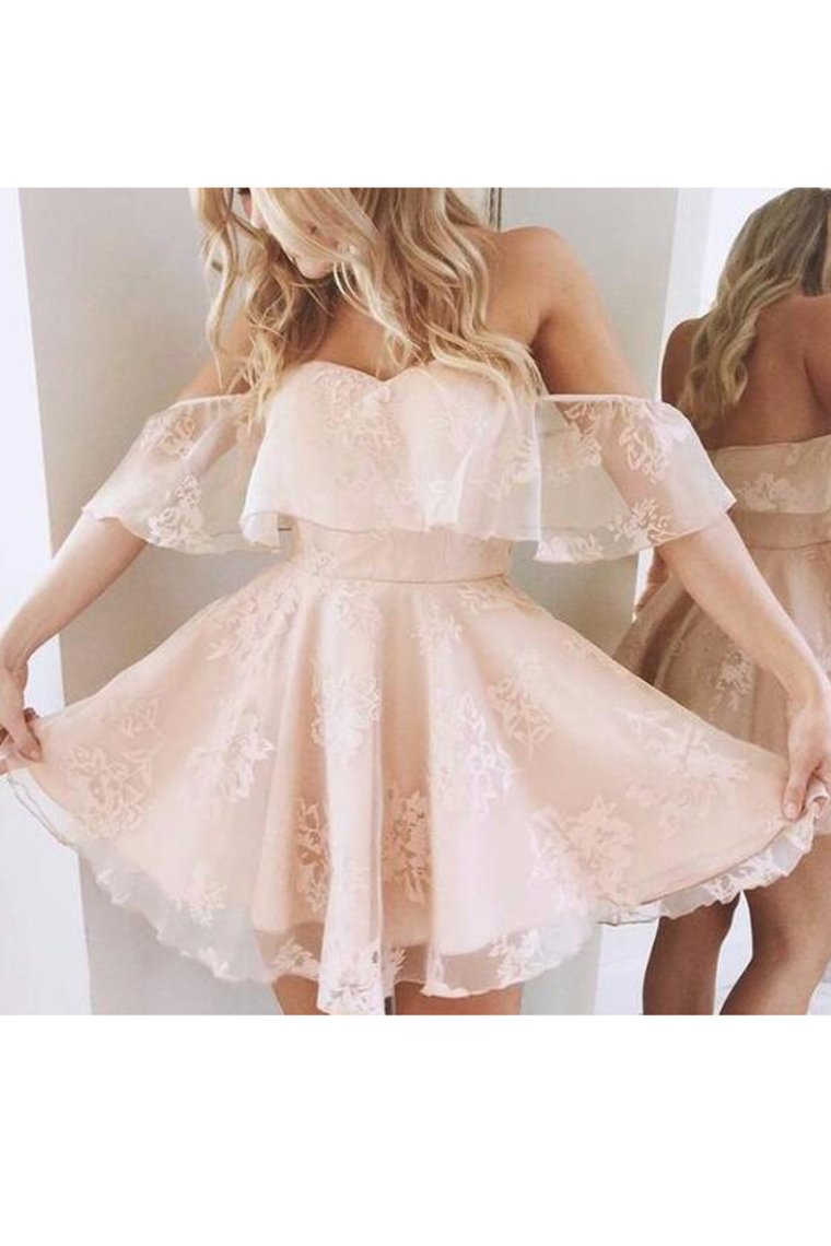 2024 Off The Shoulder A Line Homecoming Dresses Lace Short/Mini