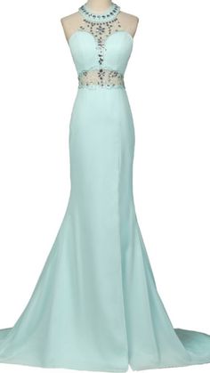 Elegant Beading Open Back Long Mermaid Prom Dresses Evening Dresses RS503