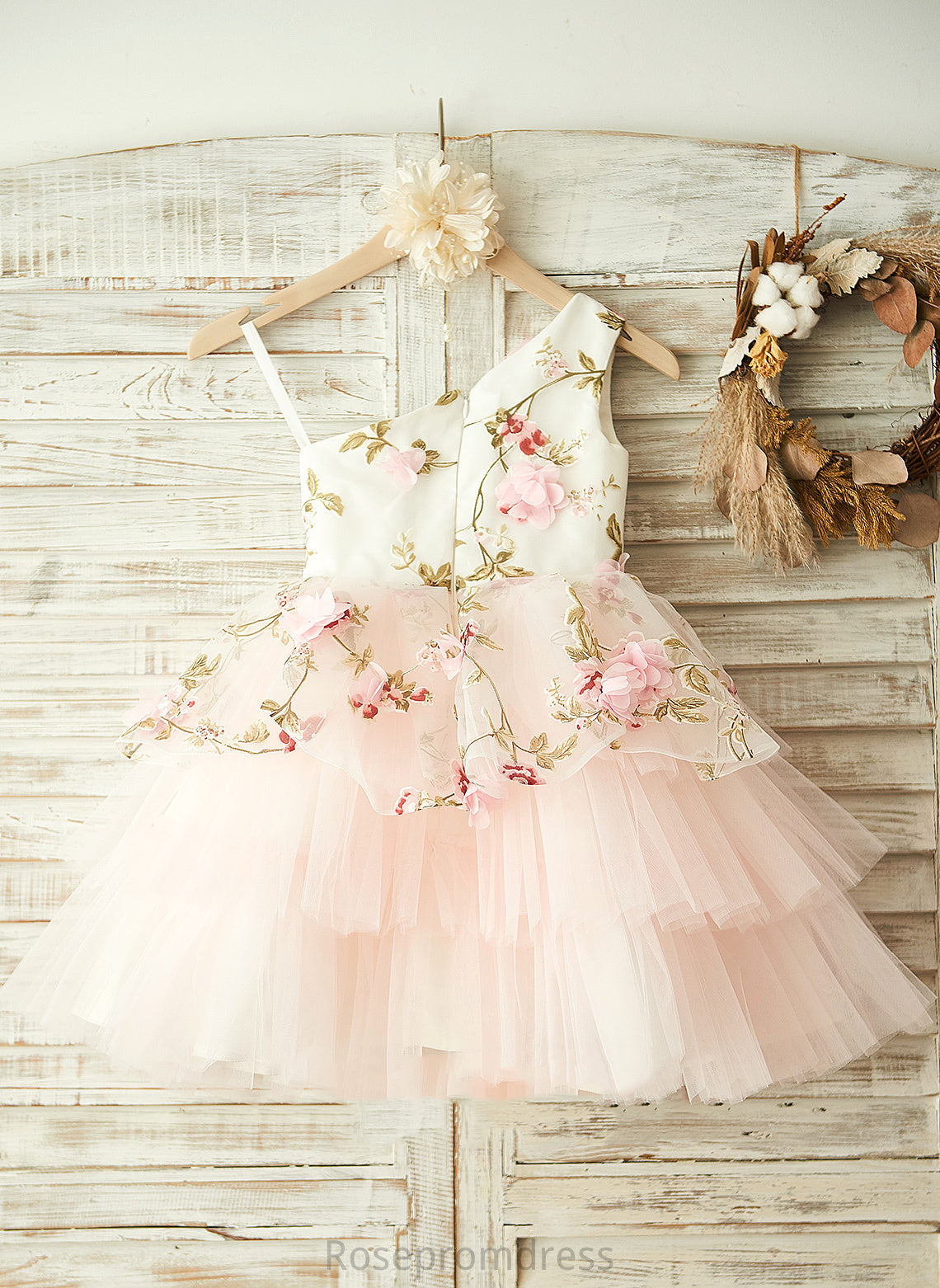 Kamryn Dress - Sleeveless A-Line Flower(s) One-Shoulder Tulle Knee-length Flower Girl Dresses With Flower Girl