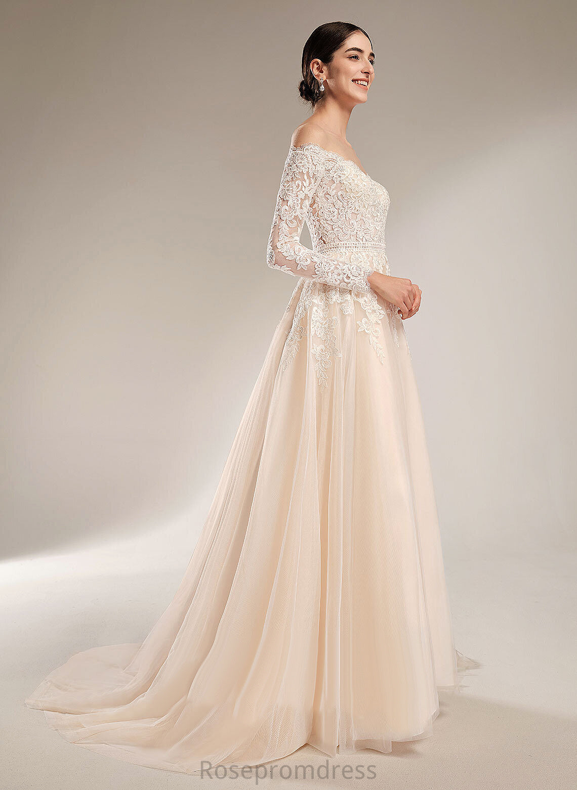 Chapel Wedding Ball-Gown/Princess Train Dress Lace Tulle Sequins Illusion Selah With Wedding Dresses