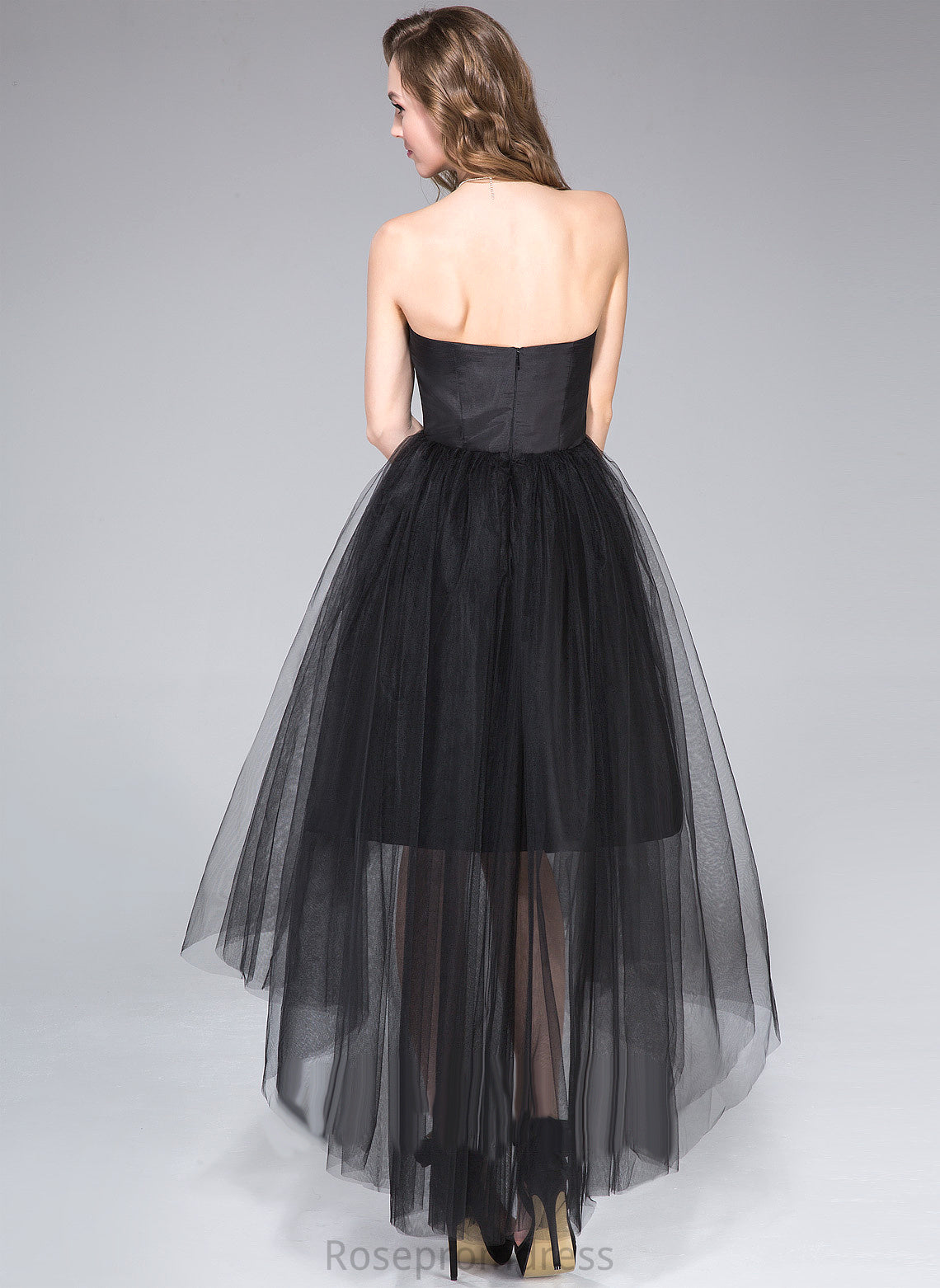 Braelyn Homecoming Dresses Strapless With Homecoming Asymmetrical A-Line Taffeta Ruffle Tulle Dress