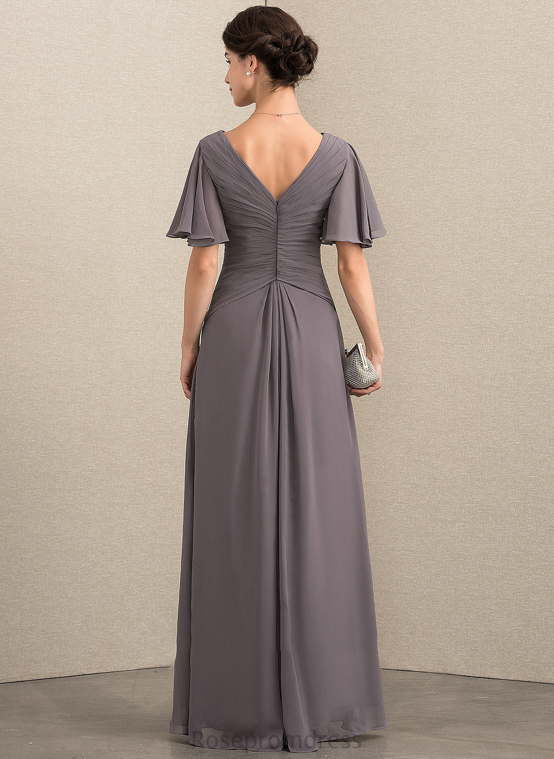 Ruffle Dress Floor-Length With Bride the of Mother Mother of the Bride Dresses Braelyn Chiffon V-neck A-Line