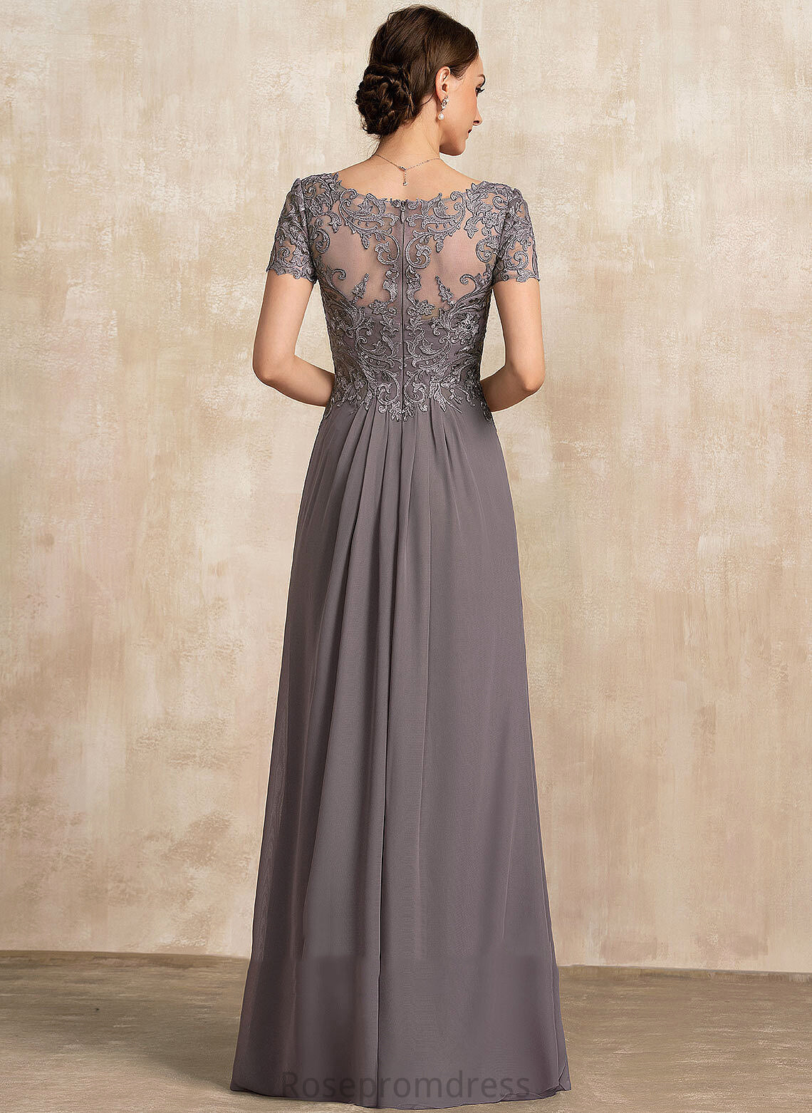 A-line Lace Dresses V-Neck Chiffon Norma Formal Dresses