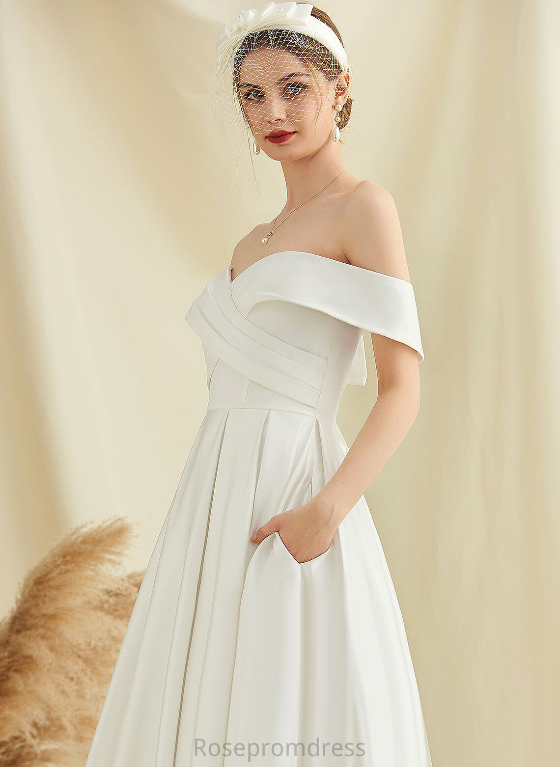 Wedding Kylie Dress Wedding Dresses A-Line Tea-Length Satin