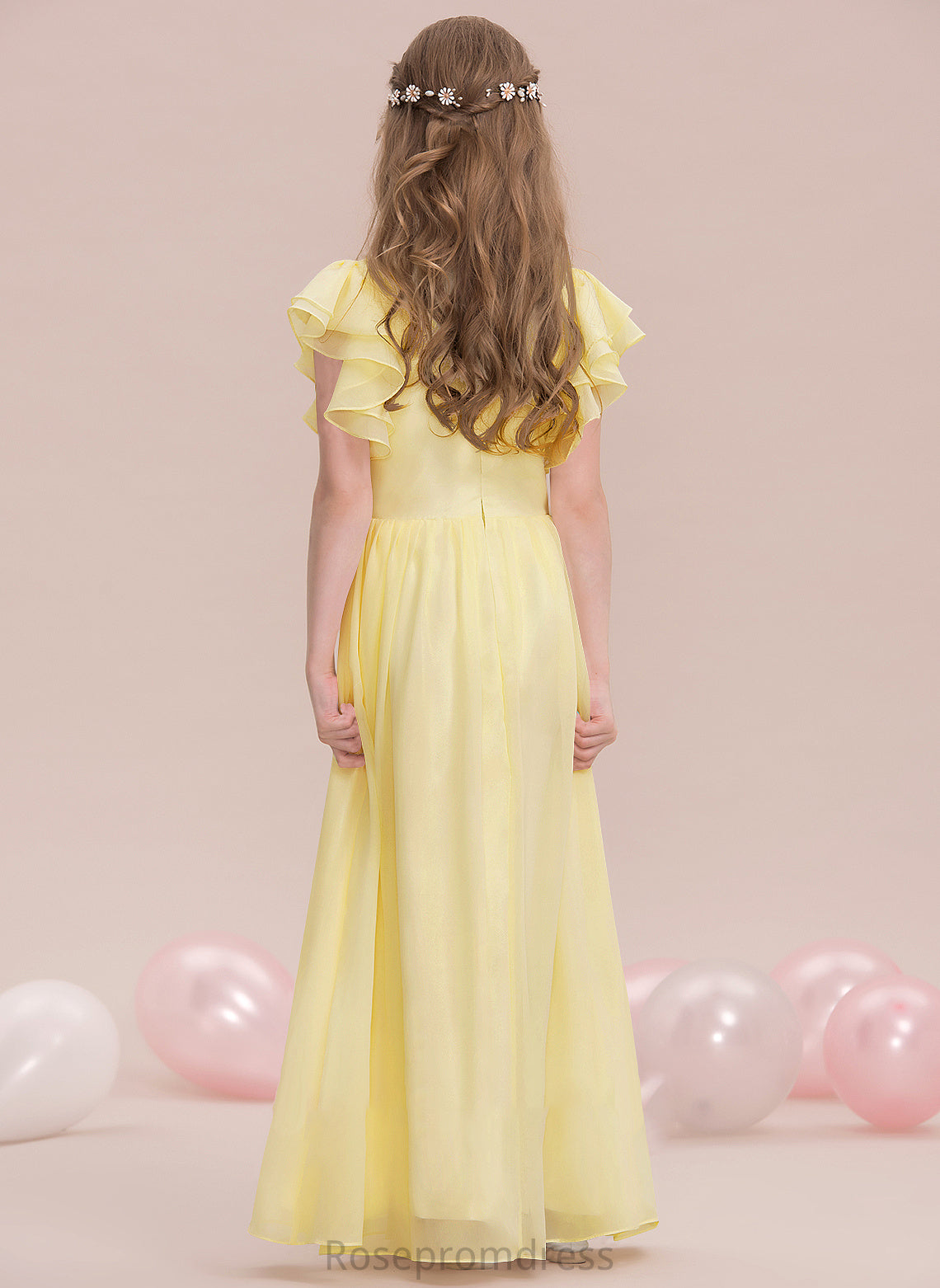 A-LineScoopNeckFloor-LengthChiffonJuniorBridesmaidDressWithRuffleCascadingRuffles#123850 Junior Bridesmaid Dresses Anabella