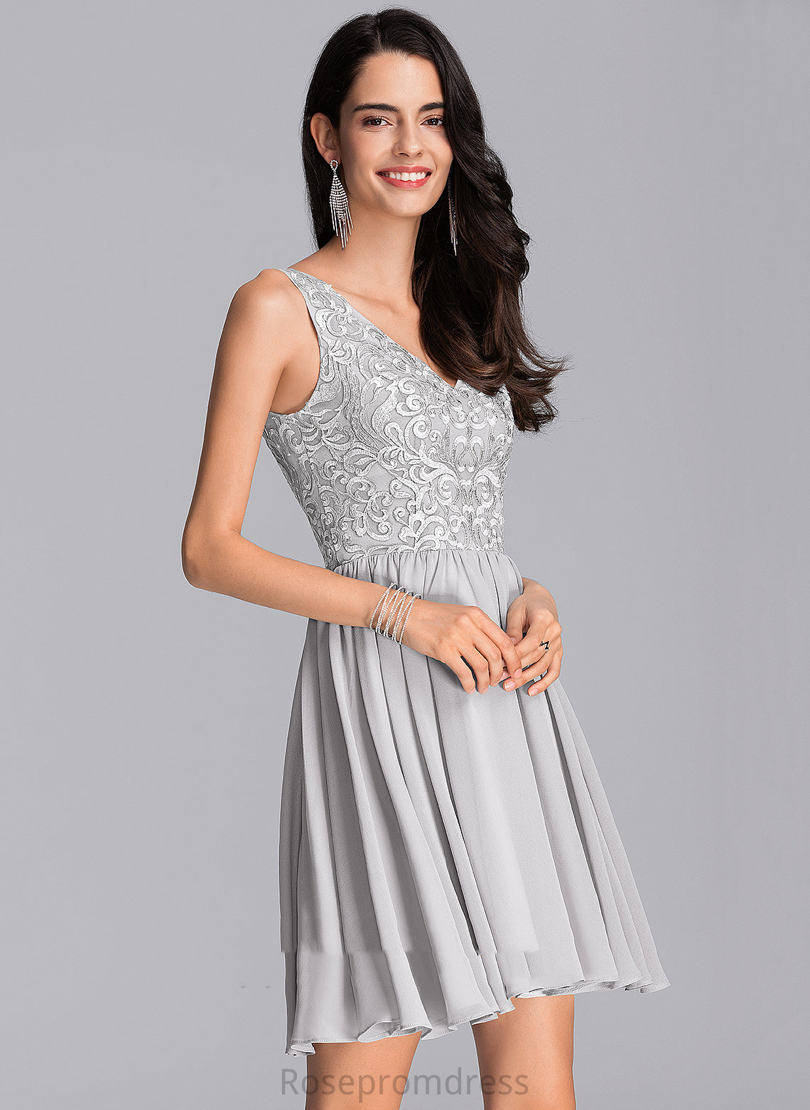 Dress Sequins Jenny V-neck Short/Mini With Chiffon Homecoming Dresses Homecoming A-Line Lace