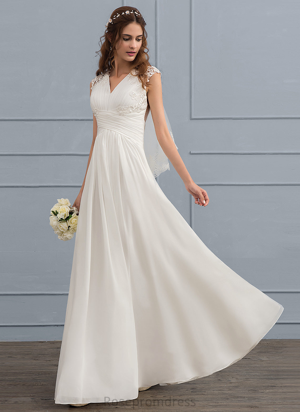 Lace Aniyah Sweetheart Floor-Length Chiffon Ruffle Wedding Wedding Dresses Dress A-Line With