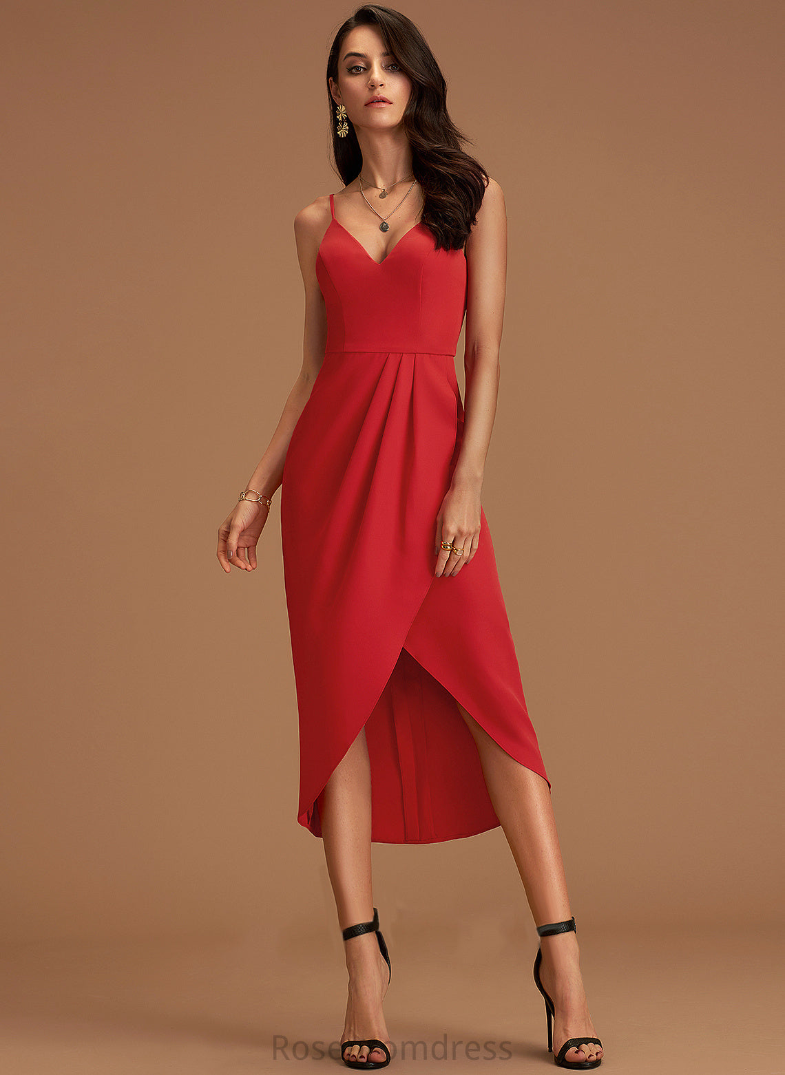 A-line Crepe Formal Dresses V-Neck Catherine Dresses Stretch