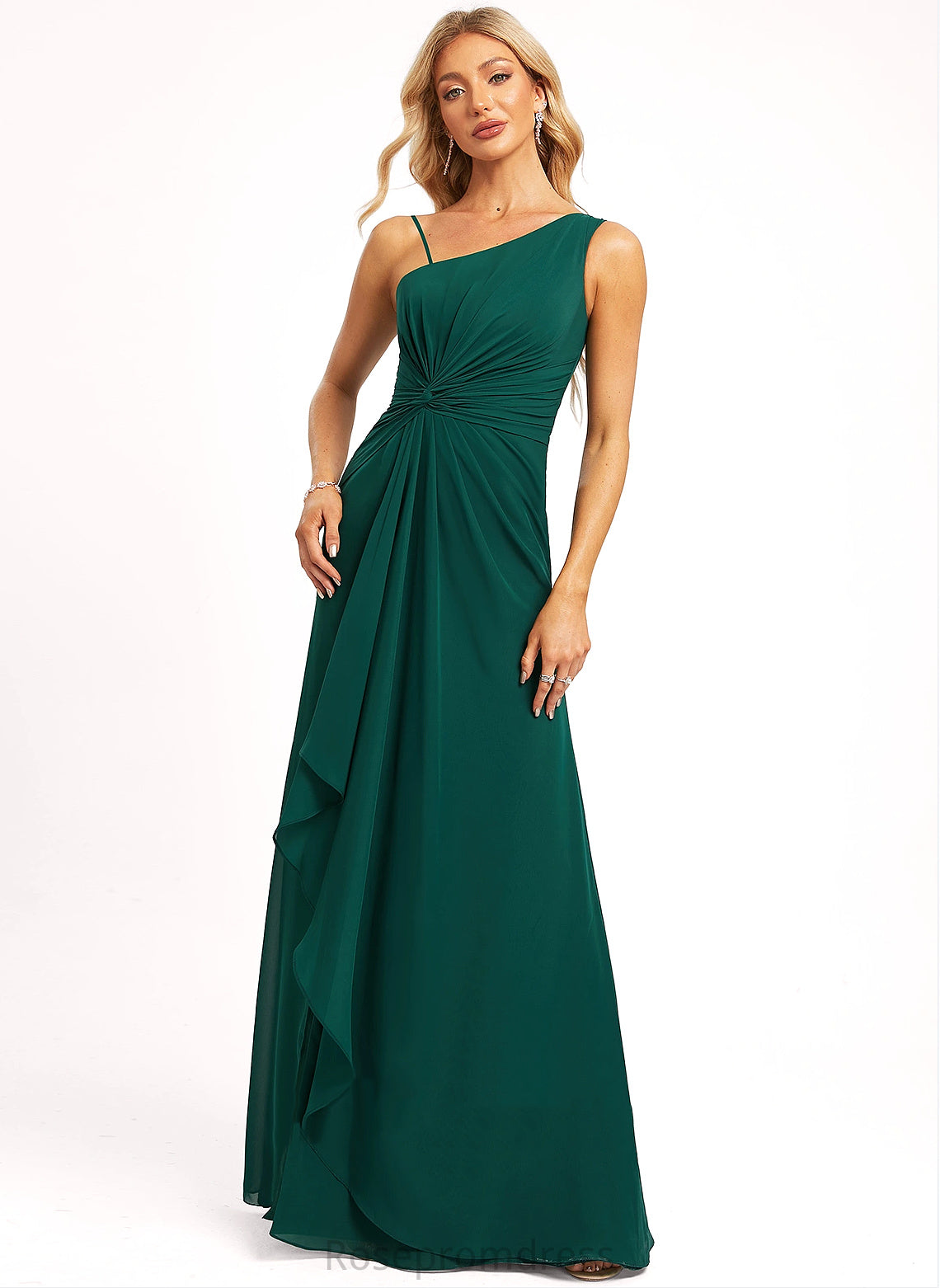 OneShoulder Silhouette Asymmetrical Neckline Floor-Length Straps&Sleeves Length A-line Fabric Paula Natural Waist Sleeveless Bridesmaid Dresses