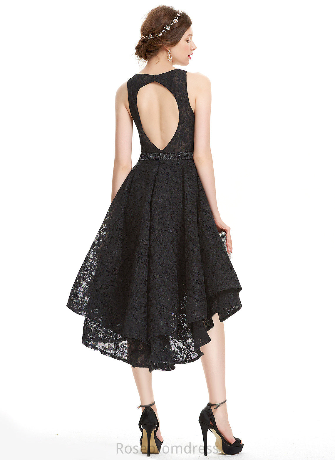 Neck Lace A-Line Asymmetrical Homecoming Scoop Homecoming Dresses Beading With Dress Lace Jaylah