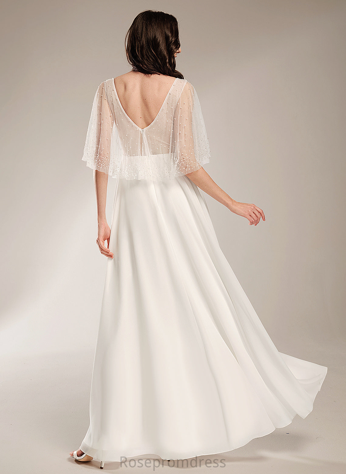 With A-Line Wedding V-neck Eliana Beading Wedding Dresses Chiffon Floor-Length Dress